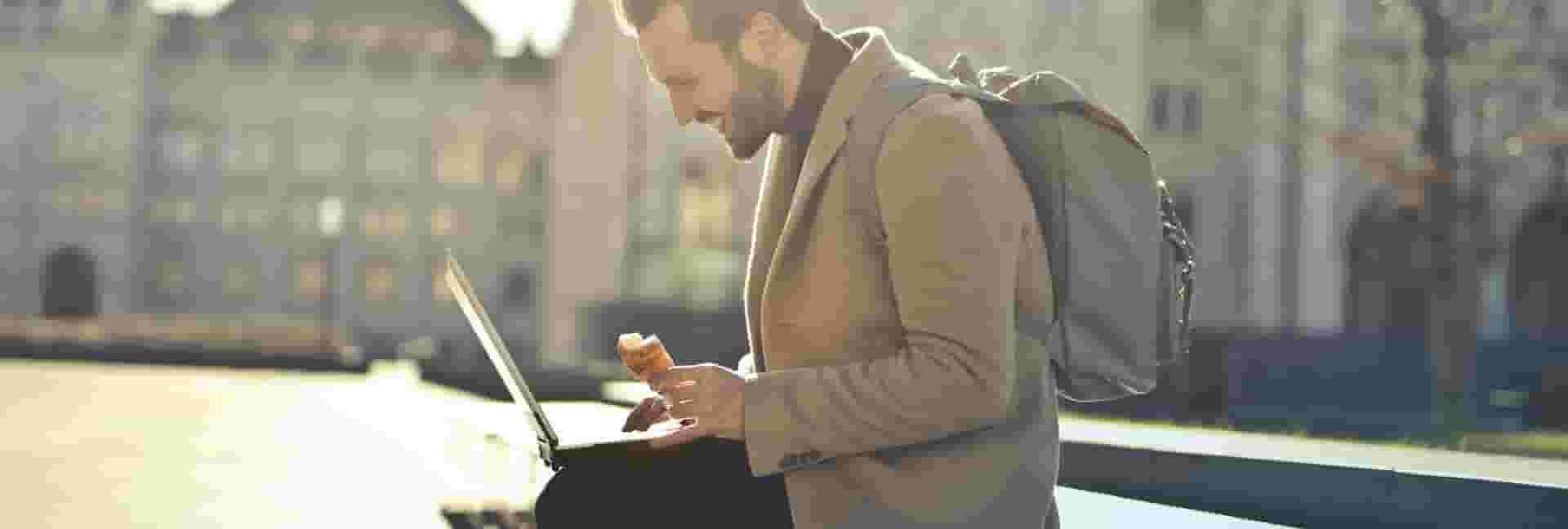 man working remotely