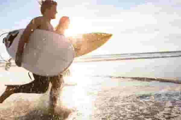 running to the waves