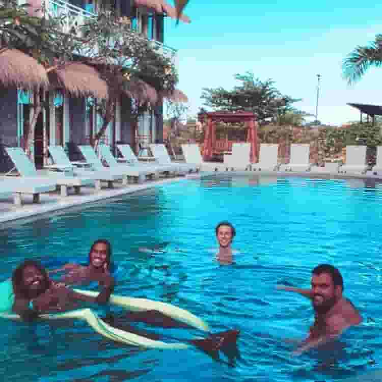 chilling in the pool