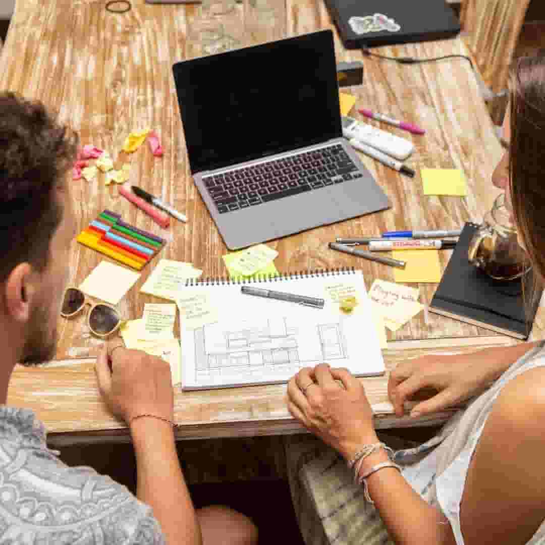 working infront of computer