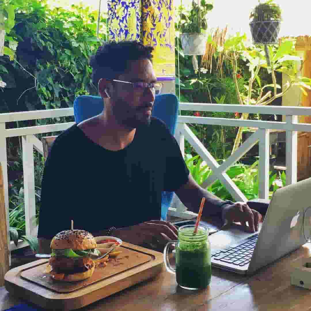 working and eating