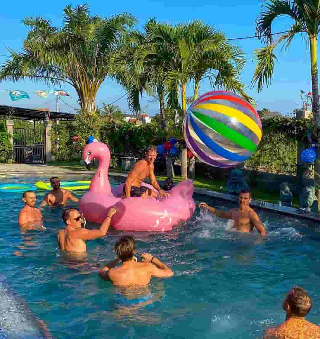 playing in pool