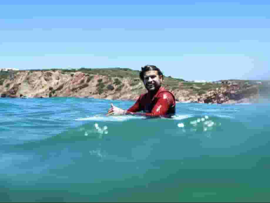 remote worker chilling in the water
