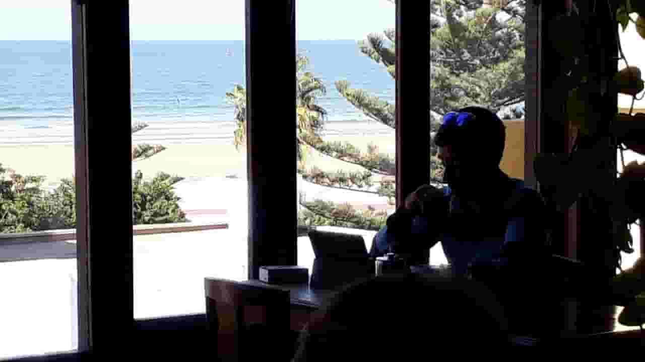 working with an ocean view