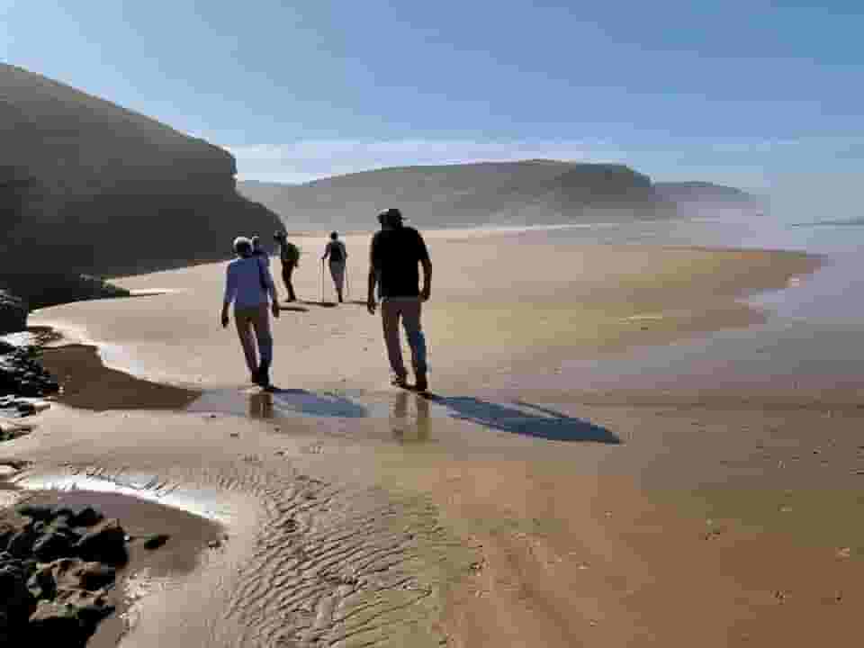 walking on the beach
