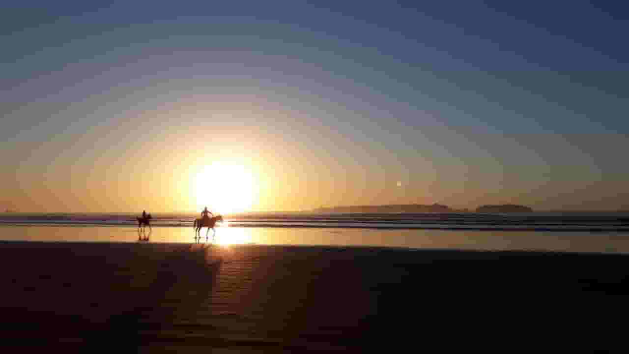 riding in sunset