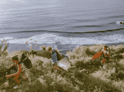 hiking to surf break