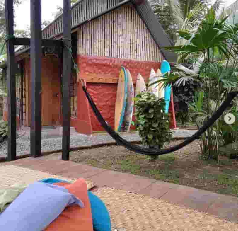hammock and surfboards