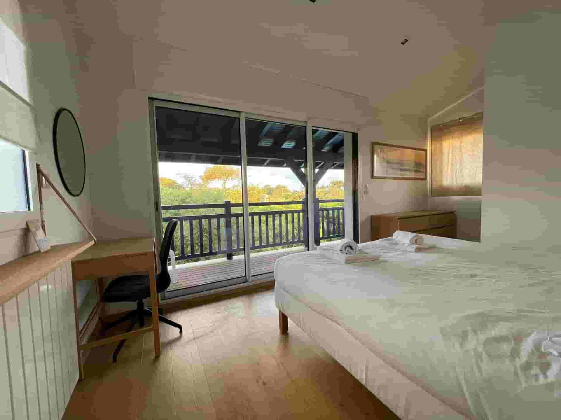 private room with a desk