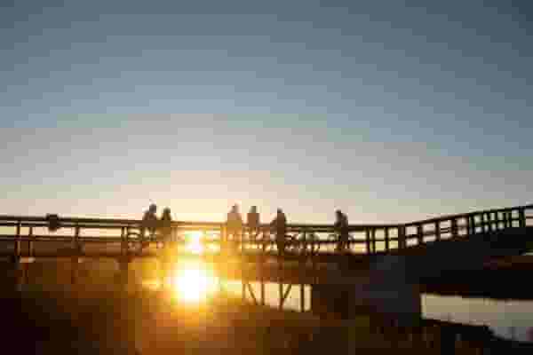 digital nomads watching sunset