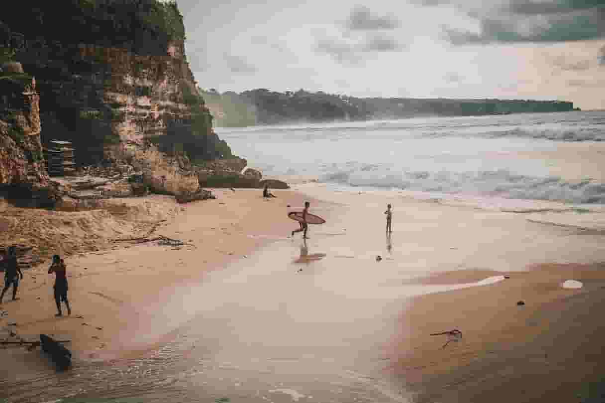 Surfer getting ready