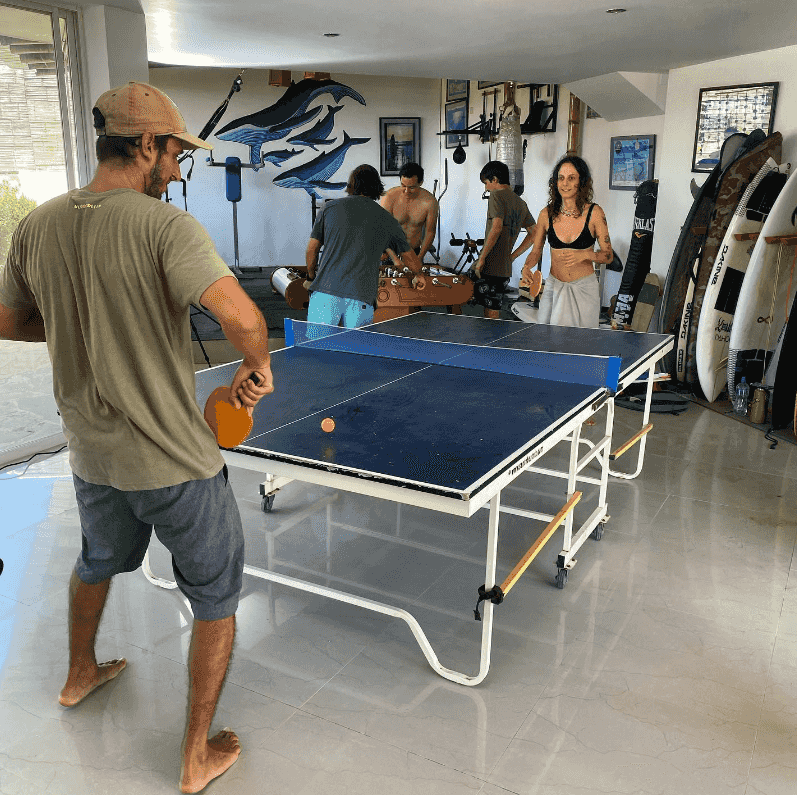 playing table tennis