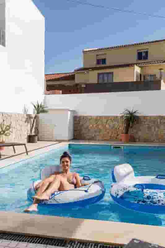 chilling in the pool