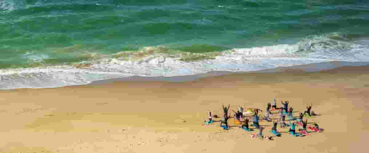 team building exercise by the beach