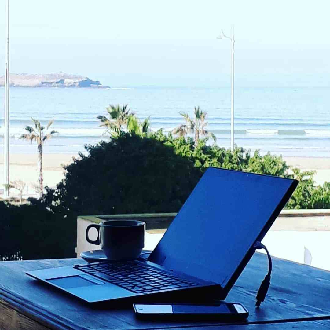 Working with a beach view