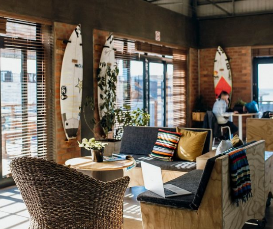 cowork with surfboards