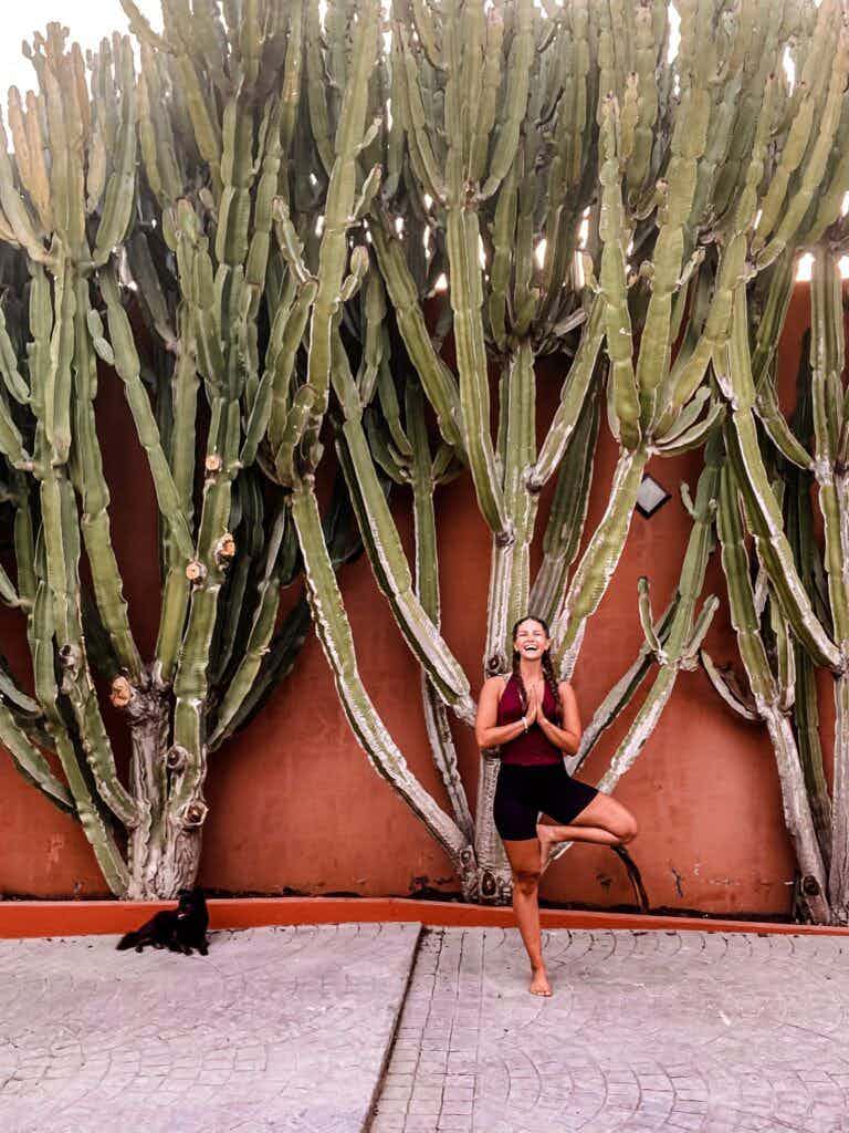 posing infront of cactuses